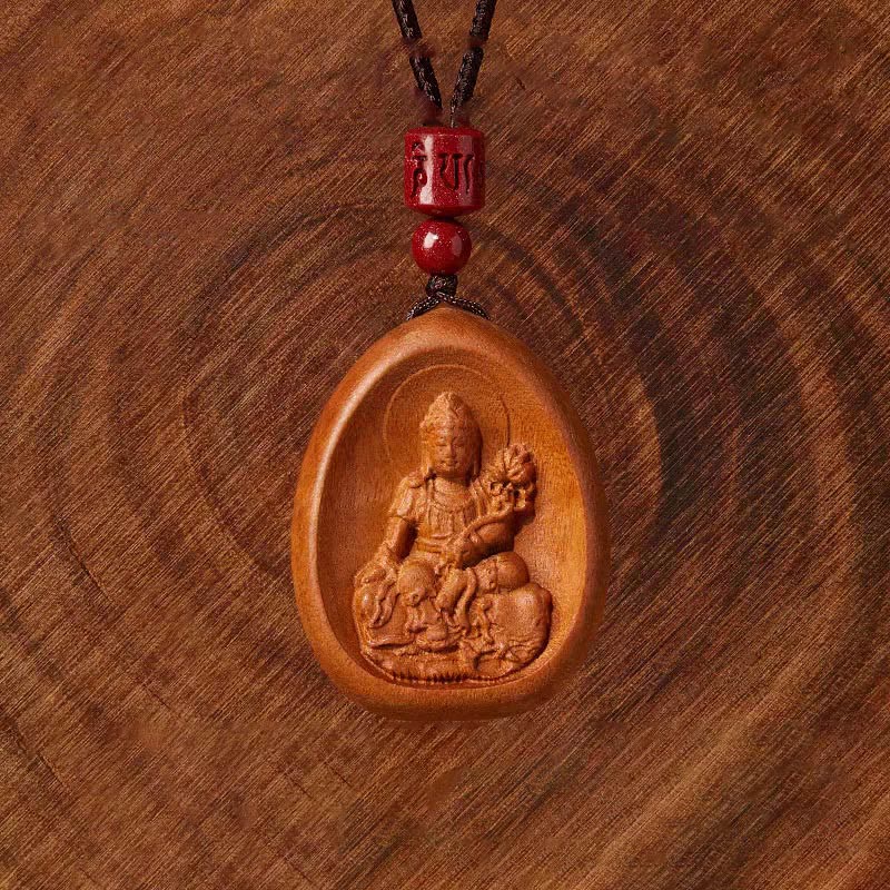 KarmaRipple's Peach Wood Cinnabar Om Mani Padme Hum Chinese Zodiac Black String Pendant Pendants p10