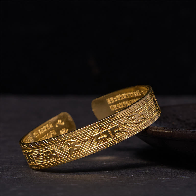 KarmaRipple's Six True Words 'om Mani Padme Hum' Heart Sutra Bronze Brass Fortune Wisdom Bracelet Bangle p2