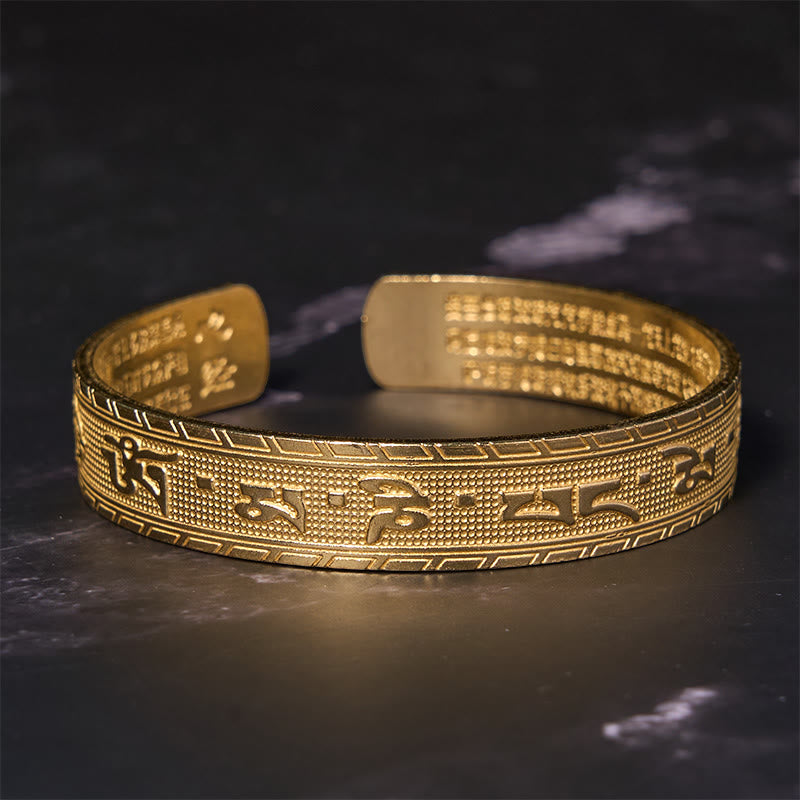 KarmaRipple's Six True Words 'om Mani Padme Hum' Heart Sutra Bronze Brass Fortune Wisdom Bracelet Bangle p8