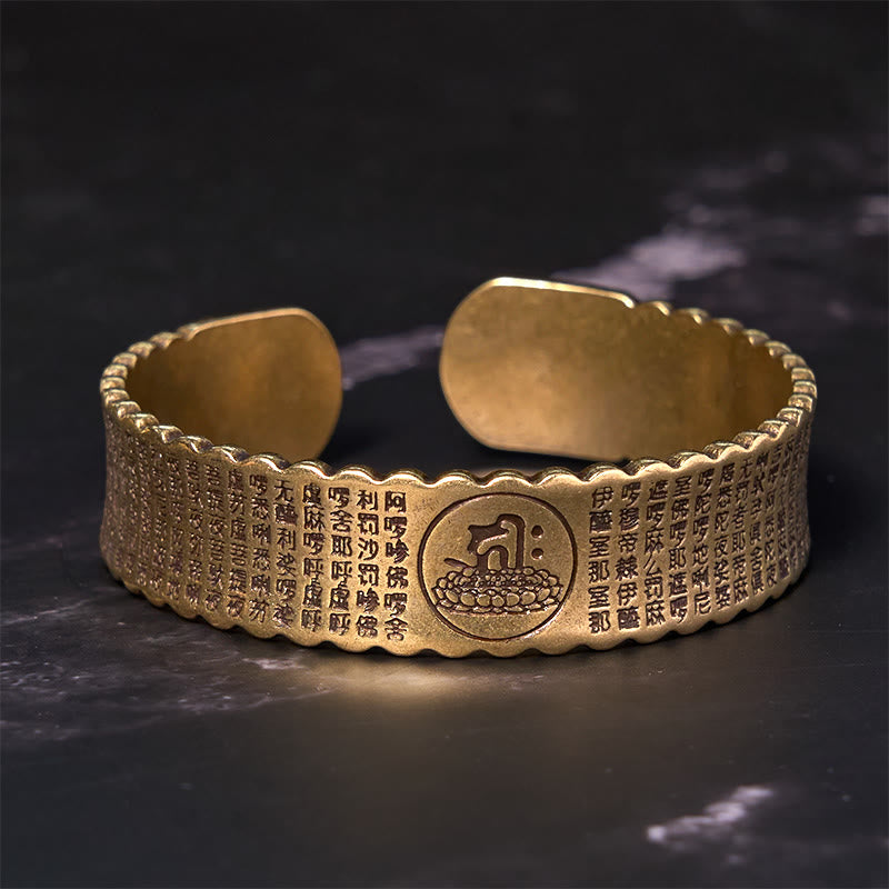 KarmaRipple's Great Compassion Mantra Bronze Brass Fortune Self Care Bracelet Bangle p3