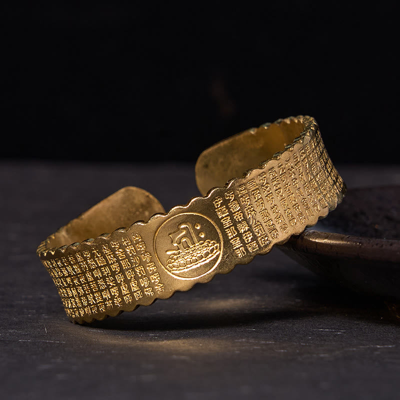 KarmaRipple's Great Compassion Mantra Bronze Brass Fortune Self Care Bracelet Bangle p11