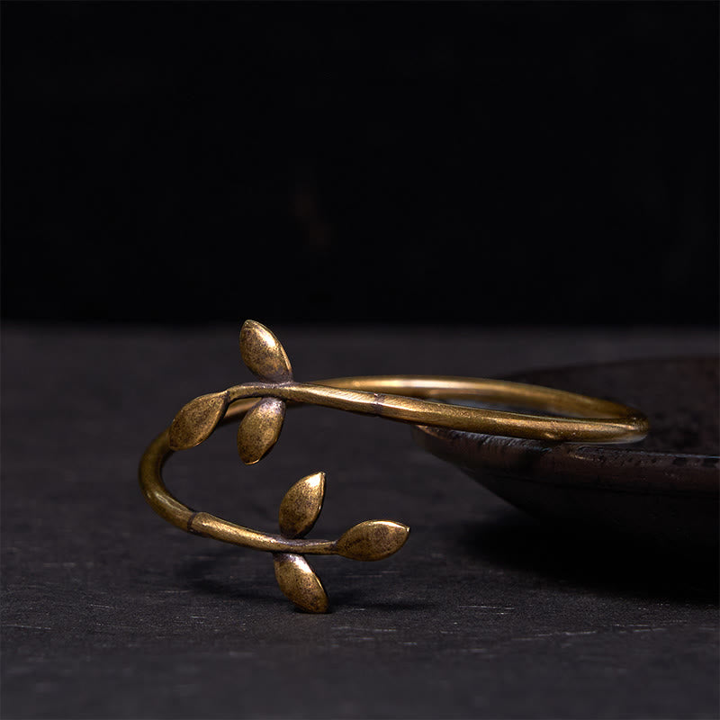 KarmaRipple's Fortunate Clover Bronze Brass Balancing Bracelet Bangle p1