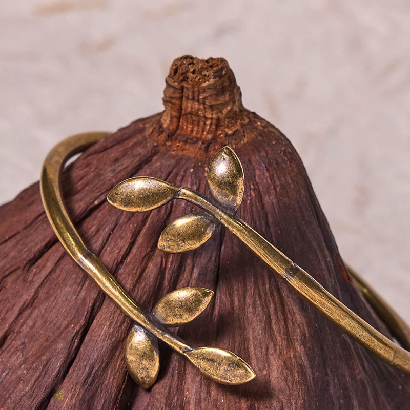 KarmaRipple's Fortunate Clover Bronze Brass Balancing Bracelet Bangle p4