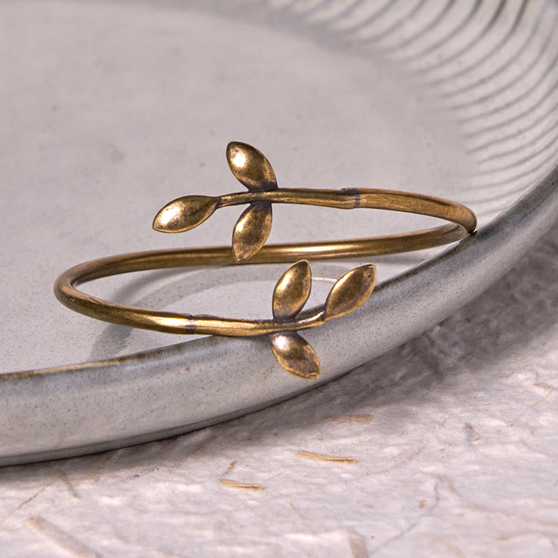 KarmaRipple's Fortunate Clover Bronze Brass Balancing Bracelet Bangle p3