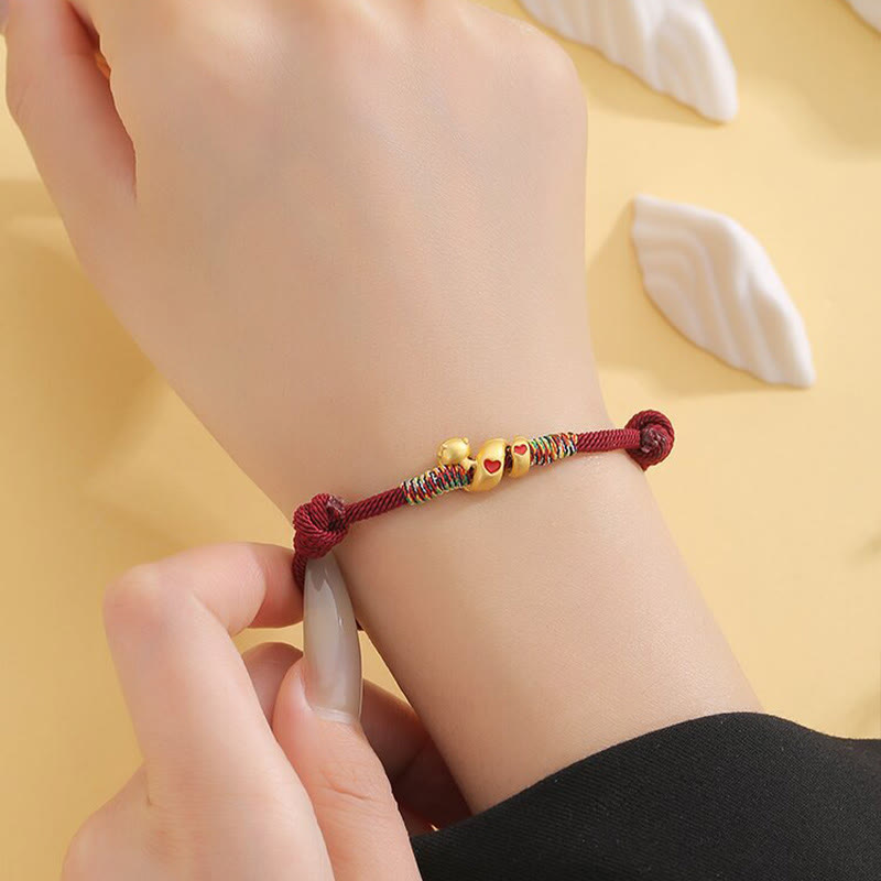 KarmaRipple's Red String Bronze Alloy Love Year Of The Snake Protection Woven Bracelet p5