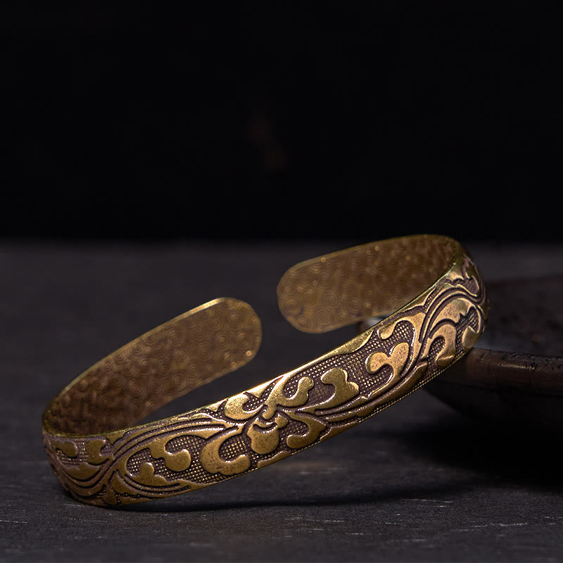 KarmaRipple's Flowers Bronze Brass Balance Self Care Cuff Bracelet Bangle p1