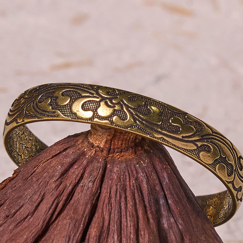 KarmaRipple's Flowers Bronze Brass Balance Self Care Cuff Bracelet Bangle p4