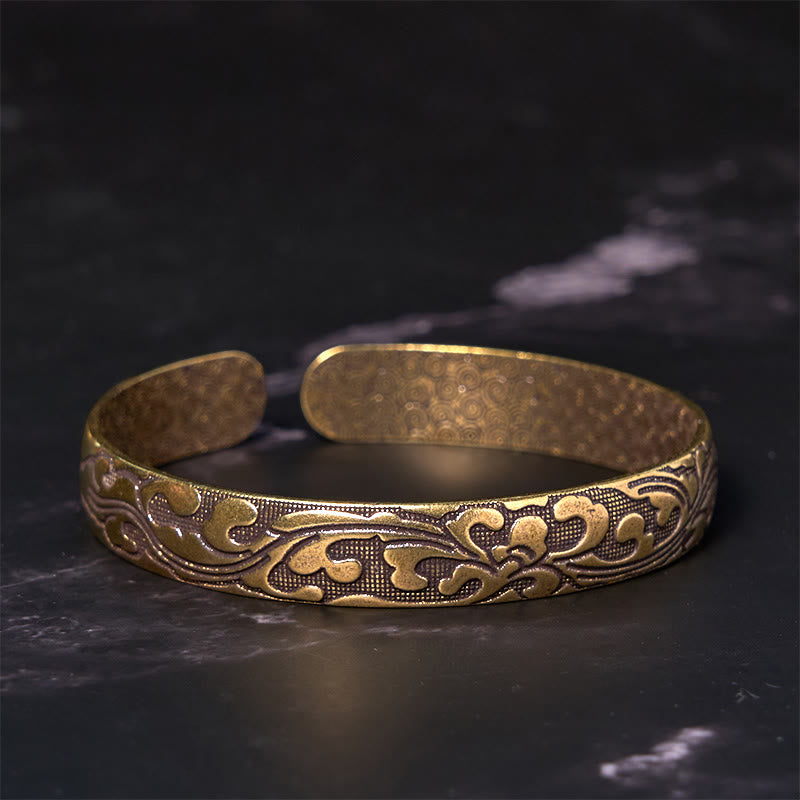 KarmaRipple's Flowers Bronze Brass Balance Self Care Cuff Bracelet Bangle p2
