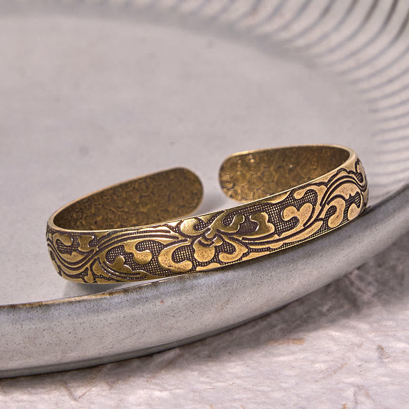 KarmaRipple's Flowers Bronze Brass Balance Self Care Cuff Bracelet Bangle p3