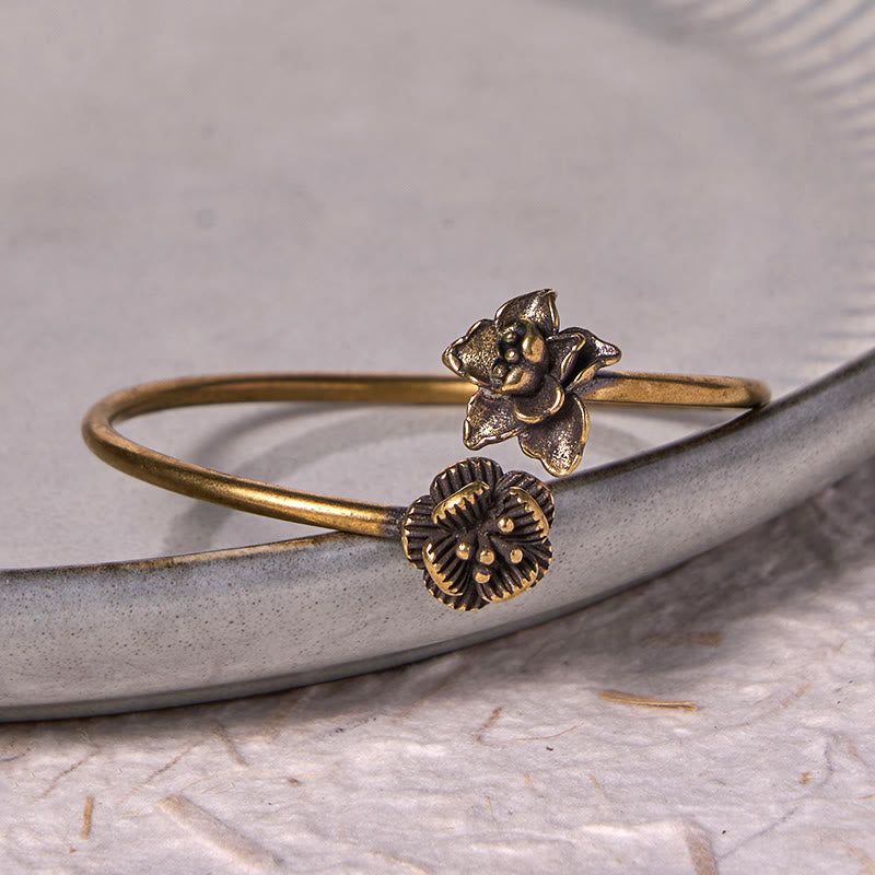 KarmaRipple's Peach Blossom Bronze Brass Balancing Bracelet Bangle p9