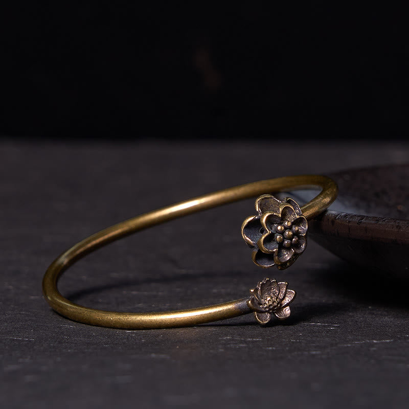 KarmaRipple's Peach Blossom Bronze Brass Balancing Bracelet Bangle p1