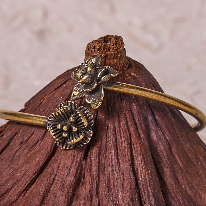 KarmaRipple's Peach Blossom Bronze Brass Balancing Bracelet Bangle p10