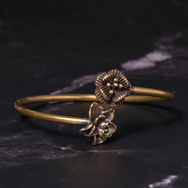 KarmaRipple's Peach Blossom Bronze Brass Balancing Bracelet Bangle p8