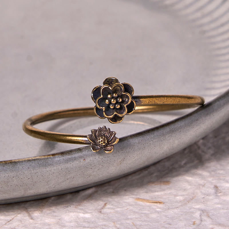 KarmaRipple's Peach Blossom Bronze Brass Balancing Bracelet Bangle p5