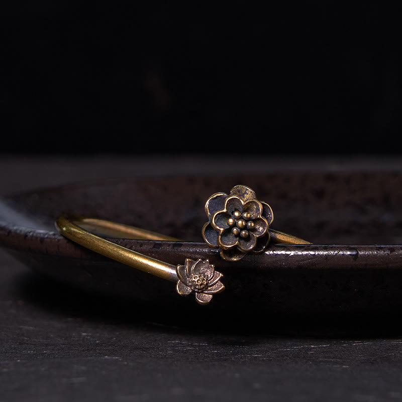 KarmaRipple's Peach Blossom Bronze Brass Balancing Bracelet Bangle p4