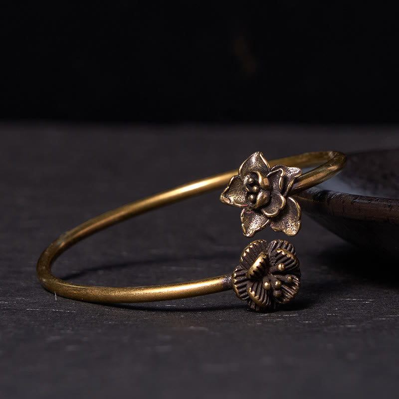 KarmaRipple's Peach Blossom Bronze Brass Balancing Bracelet Bangle p2