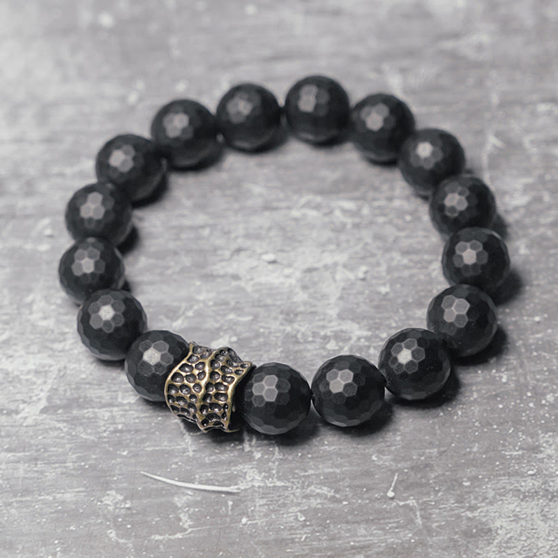 KarmaRipple's Matte Frosting Black Onyx Bronze Brass Protection Bracelet p1