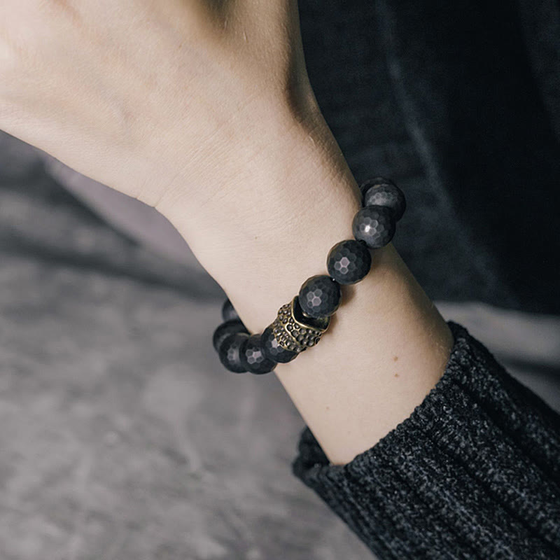 KarmaRipple's Matte Frosting Black Onyx Bronze Brass Protection Bracelet p12