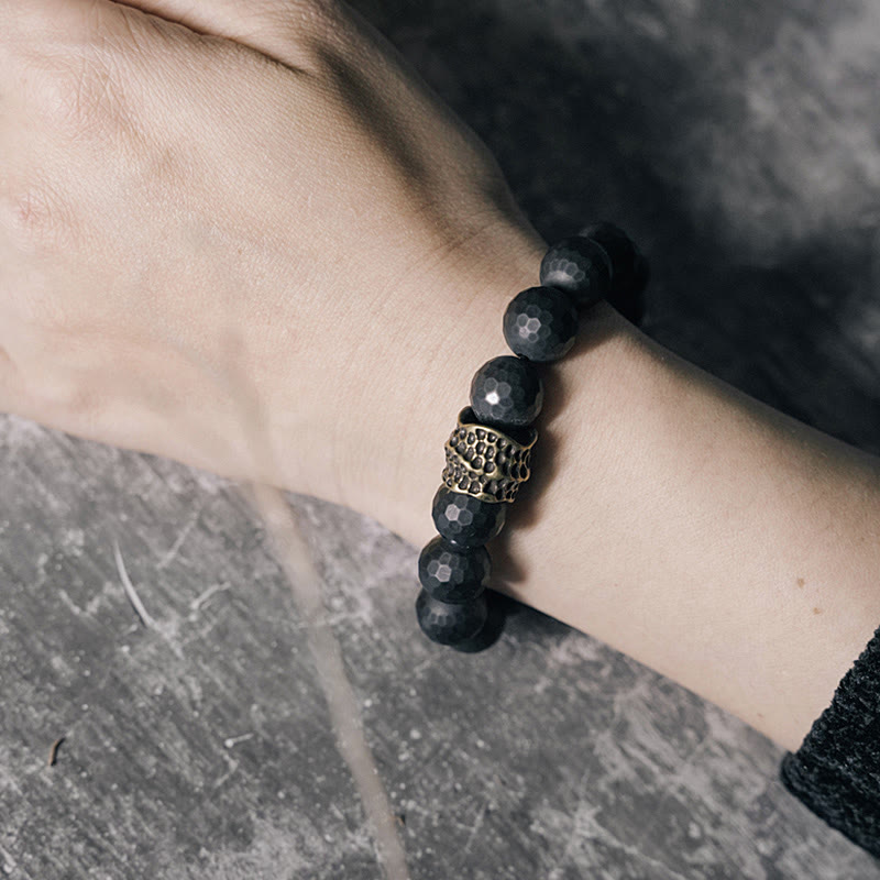 KarmaRipple's Matte Frosting Black Onyx Bronze Brass Protection Bracelet p4
