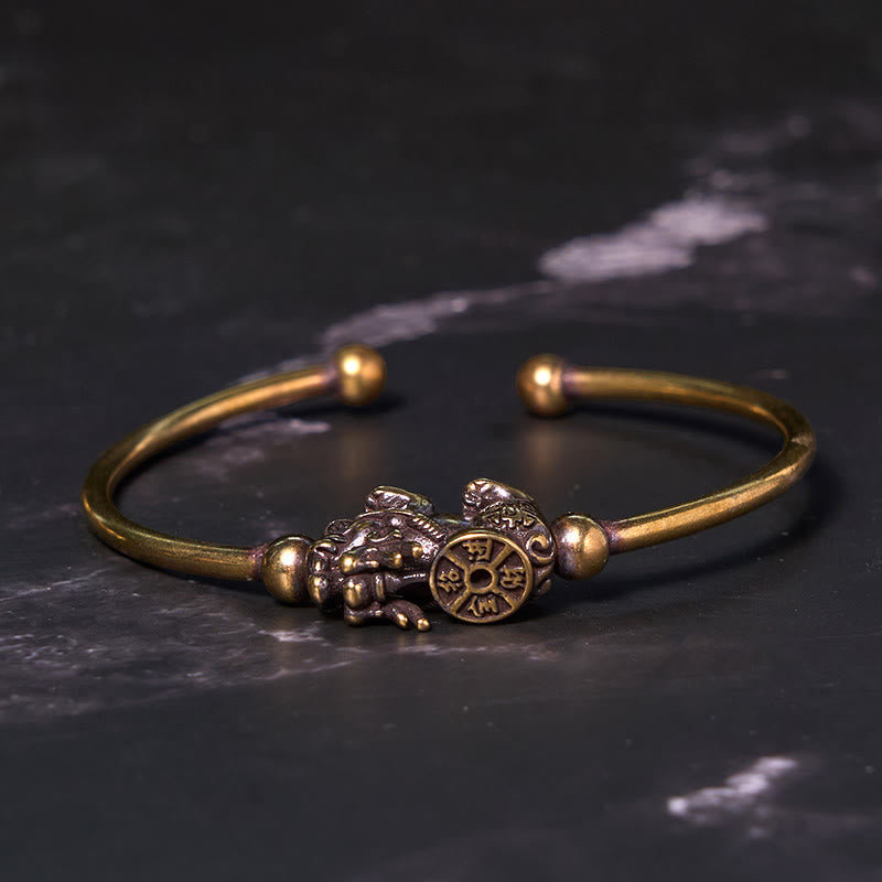KarmaRipple's Pi Xiu Carrying Compass Fu Character Bronze Brass Fortune Wealth Bracelet Bangle p3