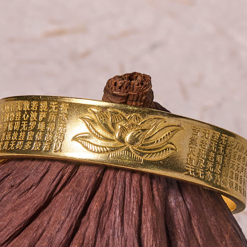 KarmaRipple's Heart Sutra Lotus Flower Bronze Brass Peace Cuff Bracelet Bangle p10