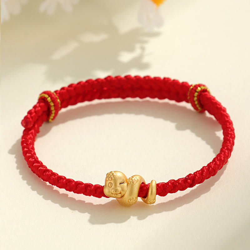 KarmaRipple's Handmade 999 Sterling Silver Year Of Snake Red String Fortune Woven Bracelet p7