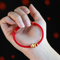 KarmaRipple's Handmade 999 Sterling Silver Year Of Snake Red String Fortune Woven Bracelet