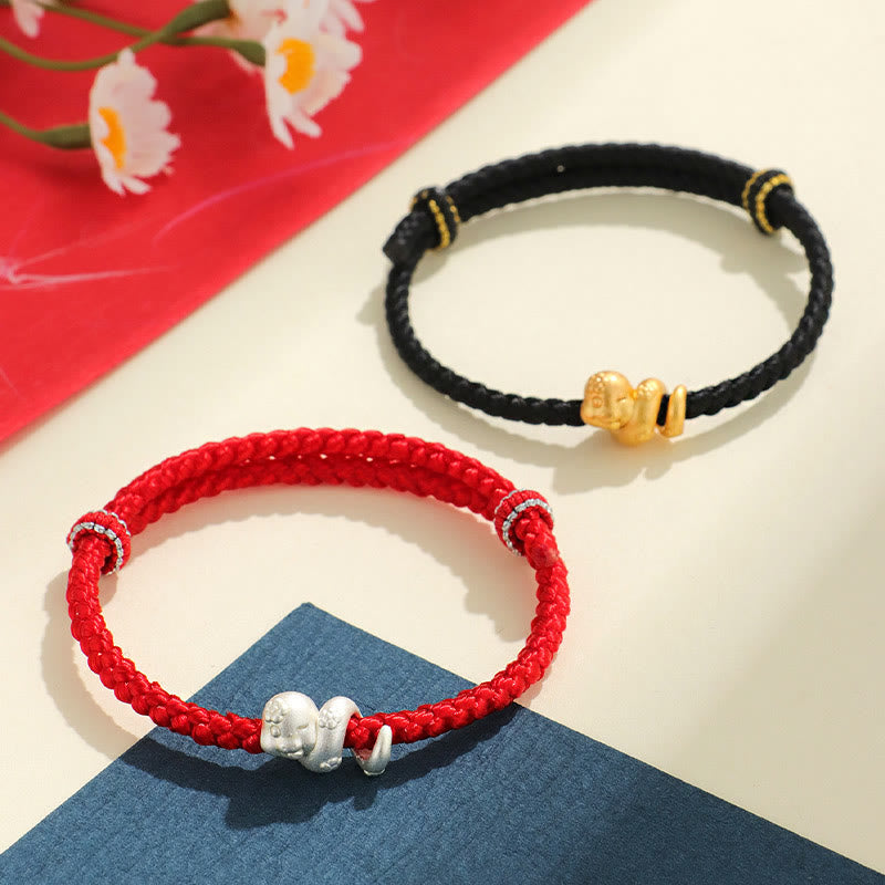 KarmaRipple's Handmade 999 Sterling Silver Year Of Snake Red String Fortune Woven Bracelet p11