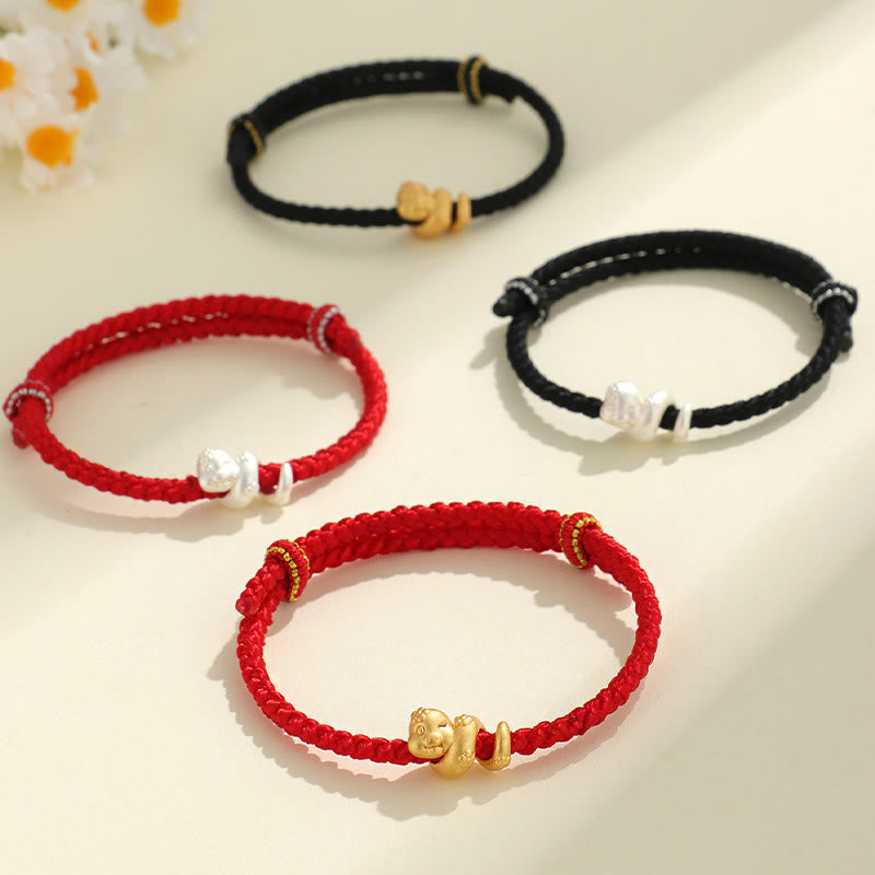 KarmaRipple's Handmade 999 Sterling Silver Year Of Snake Red String Fortune Woven Bracelet p5