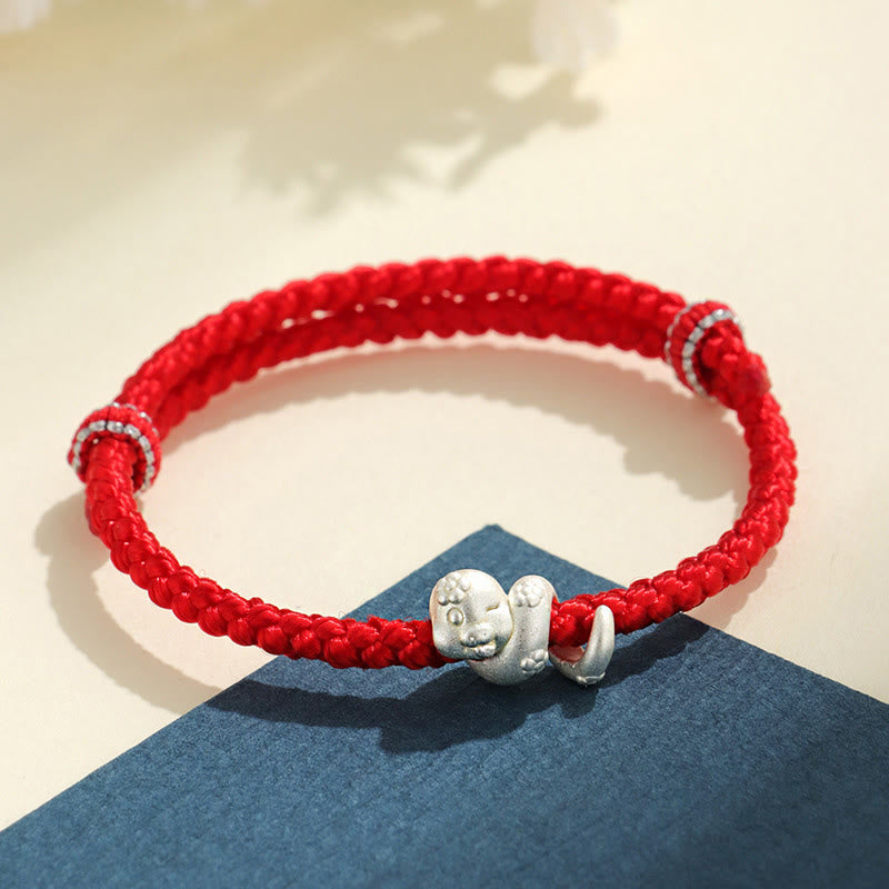 KarmaRipple's Handmade 999 Sterling Silver Year Of Snake Red String Fortune Woven Bracelet p3