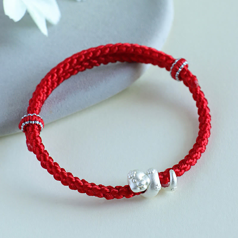 KarmaRipple's Handmade 999 Sterling Silver Year Of Snake Red String Fortune Woven Bracelet p13