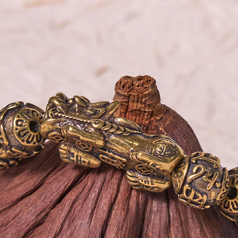 KarmaRipple's Pi Xiu Carrying Fu Character Six True Words 'om Mani Padme Hum' Bronze Brass Beadwork Wealth Bracelet Bangle p4
