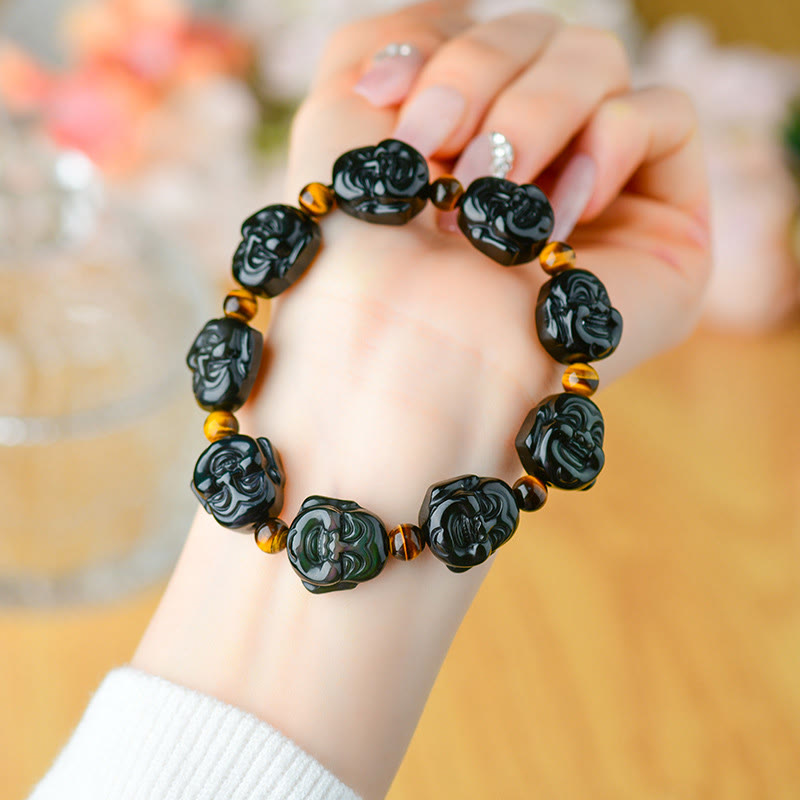 KarmaRipple's Rainbow Obsidian Laughing Buddha'sitive Transformation Bracelet p1
