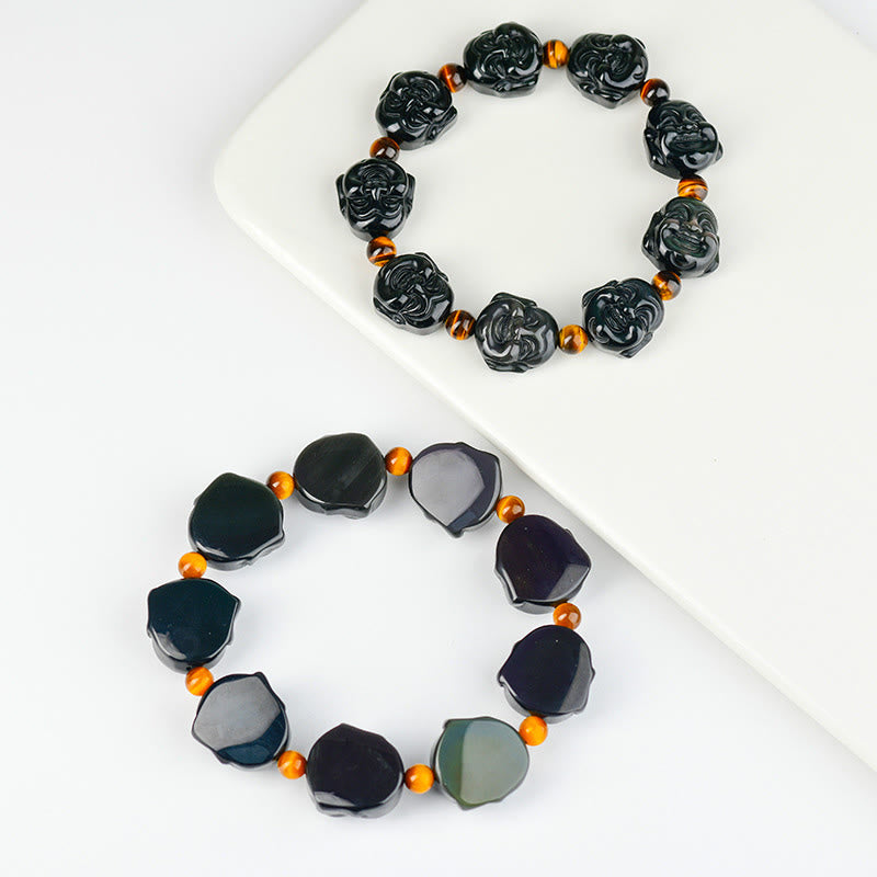 KarmaRipple's Rainbow Obsidian Laughing Buddha'sitive Transformation Bracelet p3
