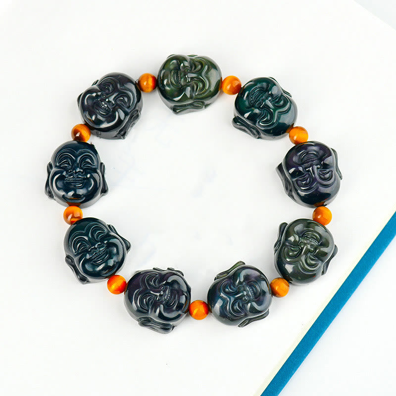 KarmaRipple's Rainbow Obsidian Laughing Buddha'sitive Transformation Bracelet p5