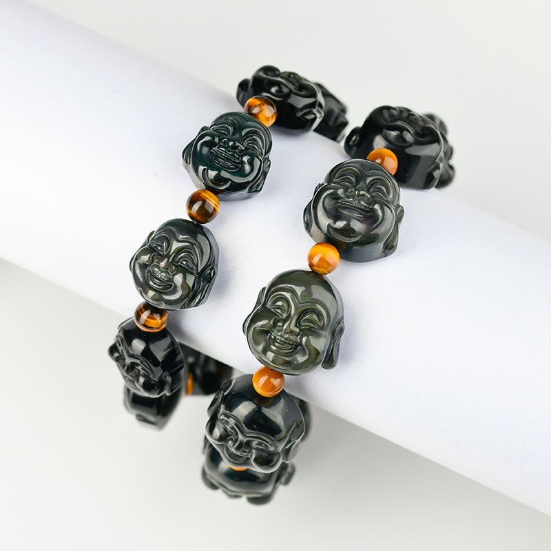 KarmaRipple's Rainbow Obsidian Laughing Buddha'sitive Transformation Bracelet p11