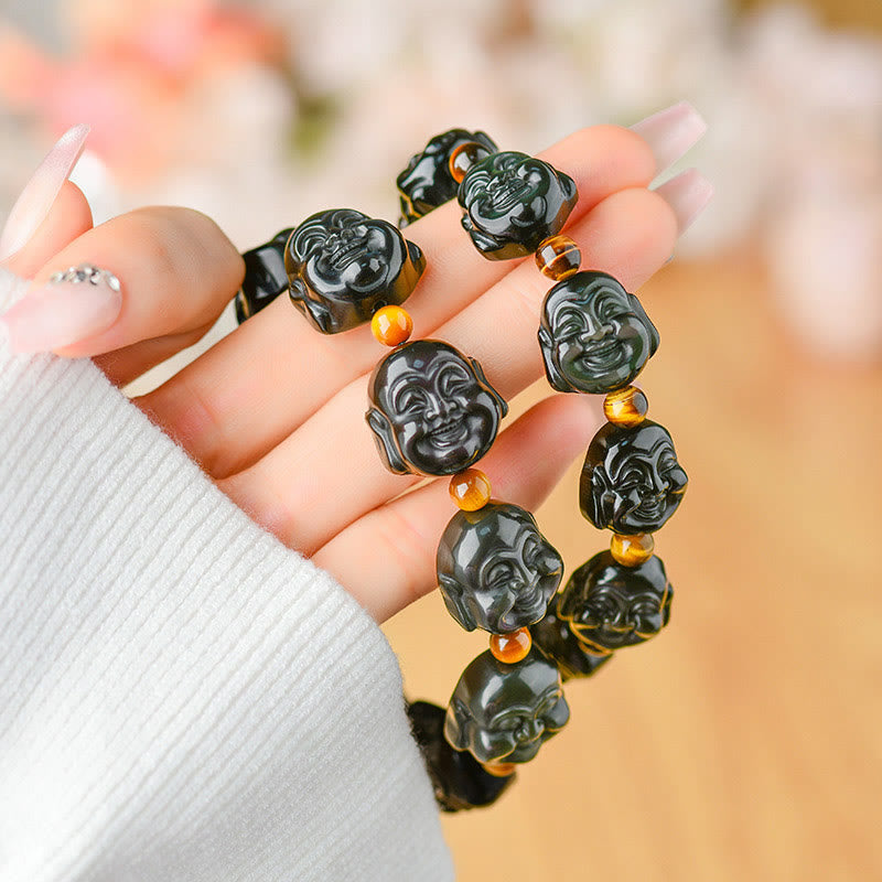 KarmaRipple's Rainbow Obsidian Laughing Buddha'sitive Transformation Bracelet p10