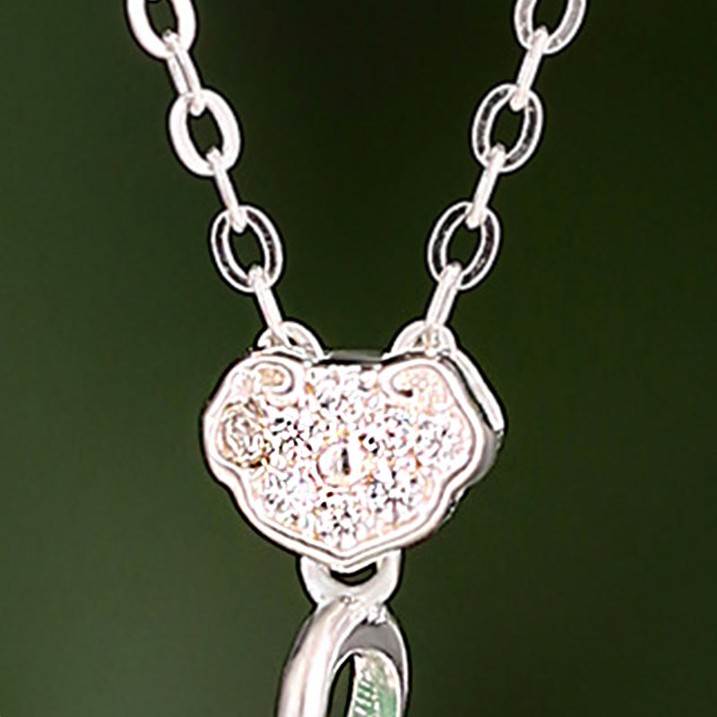 KarmaRipple's 925 Sterling Silver Jade Ginkgo Peace Buckle Ruyi Lock Prosperity Pendant Necklace p11