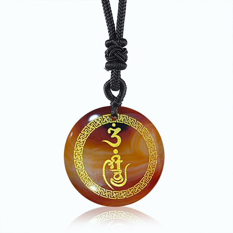 KarmaRipple's Swastika Pattern Vajra Protection Mantra Authentic Various Gemstone Black Obsidian Purification Pendant Necklace p21
