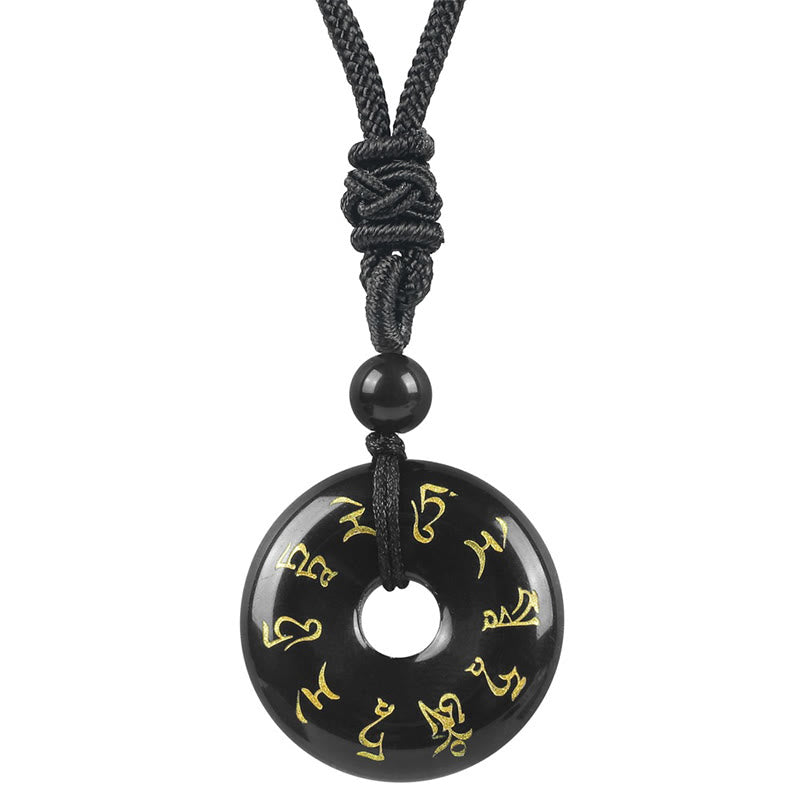 KarmaRipple's Green Tara Mantra Authentic Various Gemstone Black Obsidian Fulfilment Pendant Necklace p1