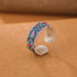 999 Sterling Silver Blue Enamel(Inner Diameter 54mm-60mm)