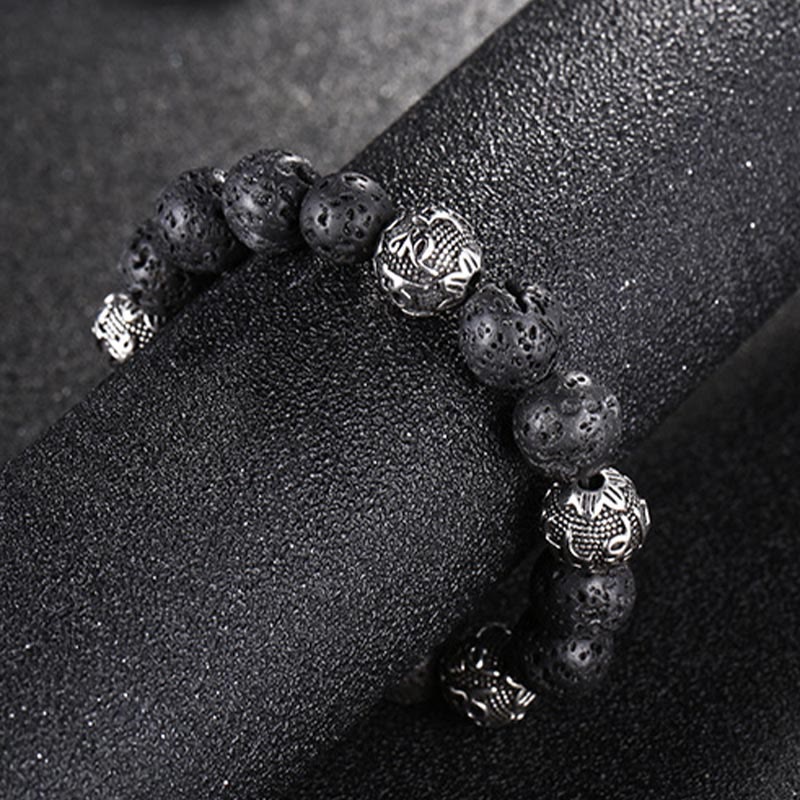 KarmaRipple's Authentic Lava Rock Tiger Eye Titanium Steel Six-True-Words Om Mani Padme Hum Balancing Bracelet p4