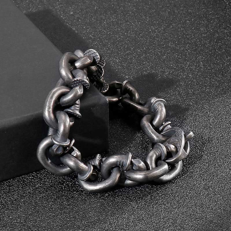 KarmaRipple's Square Rivets Titanium Steel Good Fortune Balance Bracelet p2
