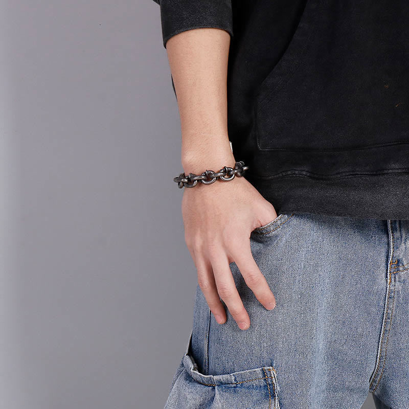 KarmaRipple's Square Rivets Titanium Steel Good Fortune Balance Bracelet p12