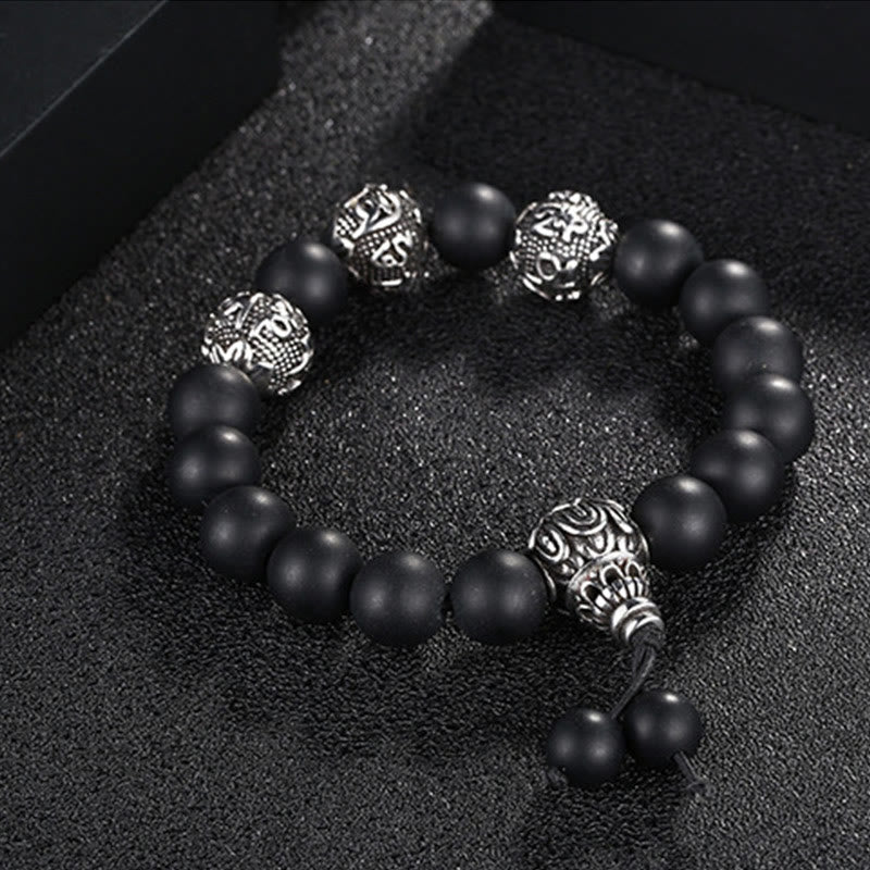 KarmaRipple's Authentic Tiger Eye Lava Rock Black Obsidian Titanium Steel Six-True-Words Om Mani Padme Hum Protection Bracelet p15