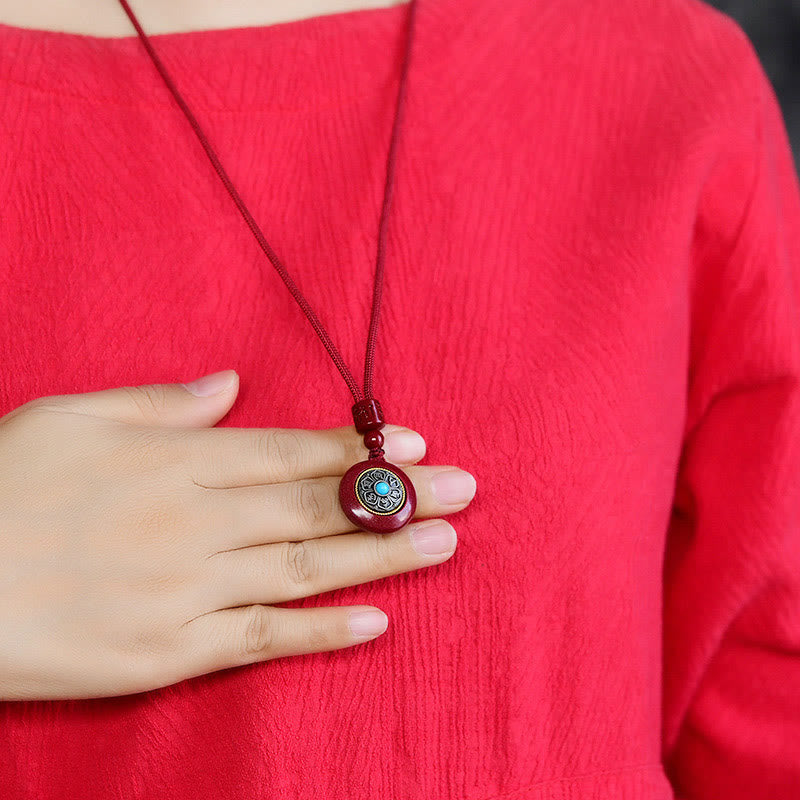 KarmaRipple's Authentic Cinnabar Six True Words 'Om Mani Padme Hum' Woven String Blessing Key Chain Pendant Necklace p10