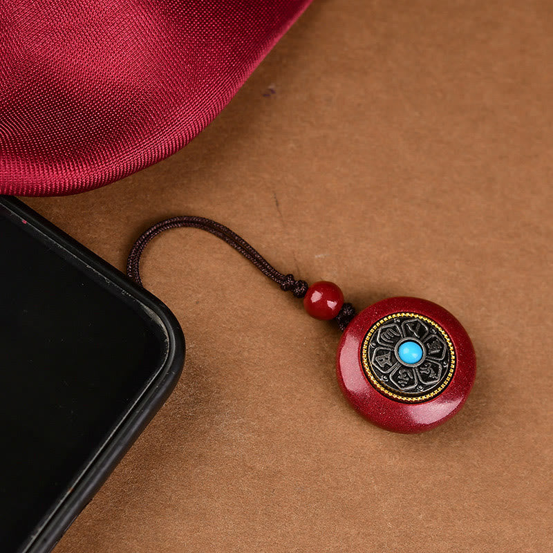 KarmaRipple's Authentic Cinnabar Six True Words 'Om Mani Padme Hum' Woven String Blessing Key Chain Pendant Necklace p3