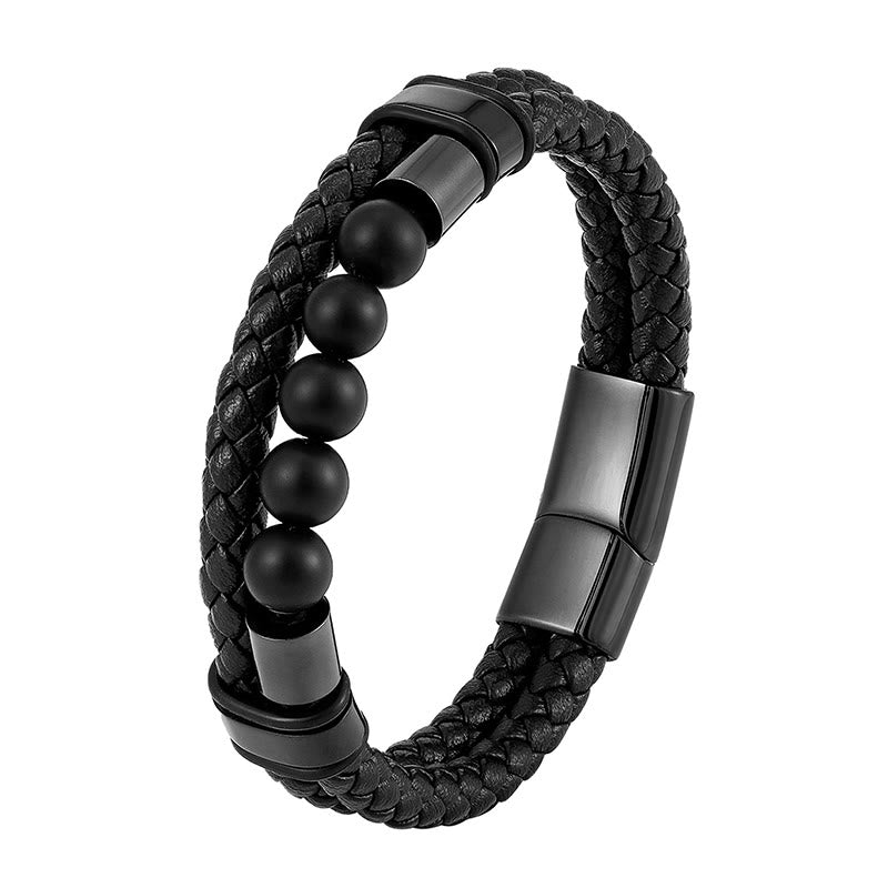 KarmaRipple's Lava Rock Frosted Stone Balancing Leather Magnetic Buckle Bracelet p12