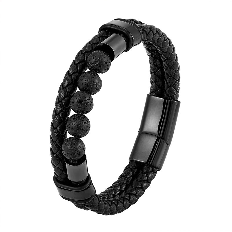 KarmaRipple's Lava Rock Frosted Stone Balancing Leather Magnetic Buckle Bracelet p6