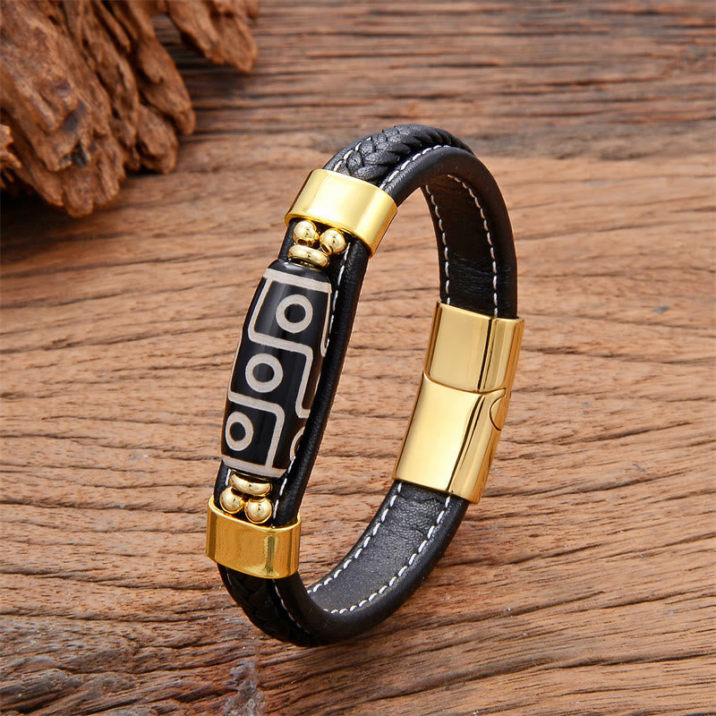 KarmaRipple's Tibetan Nine-Eye Dzi Bead Wealth Leather Buckle Bracelet p12